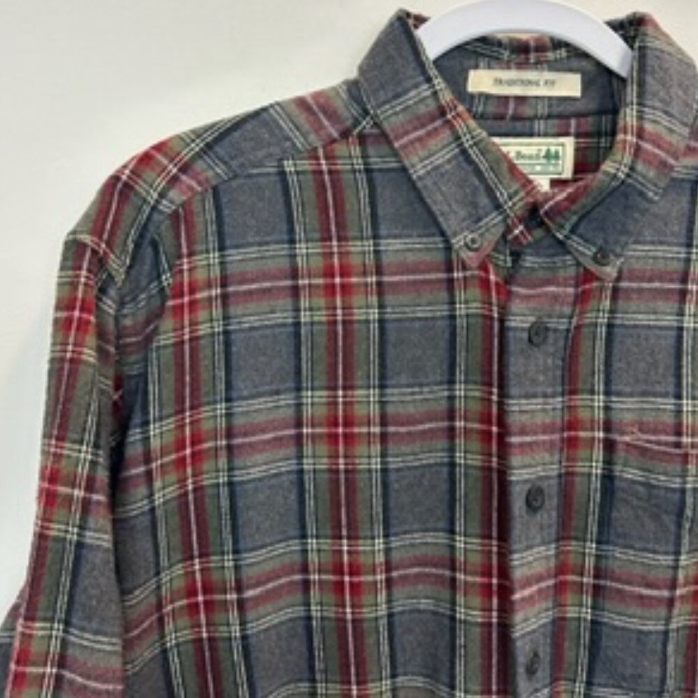 LL Bean Traditional Fit Plaid Flannel Large